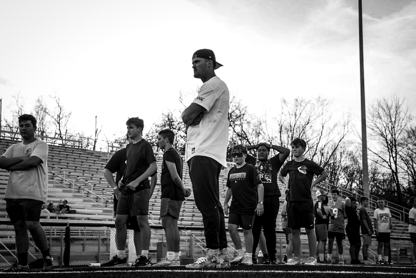 Coaches and campers lined up